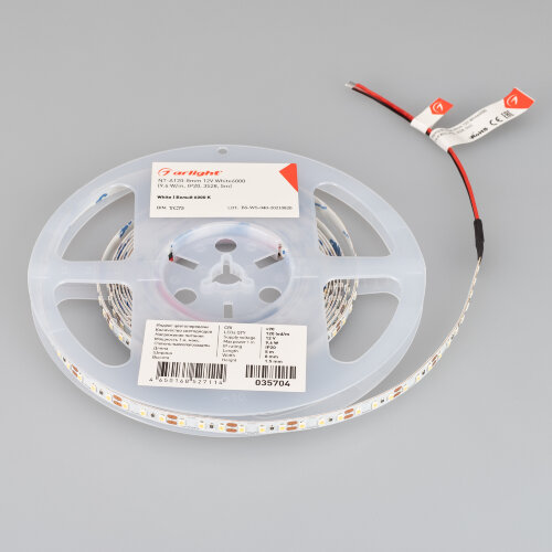 Светодиодная лента NT-А120-8mm 12V White6000 (9.6 W/m, IP20, 3528, 5m) (Arlight, Открытый) 035704 - фото 2