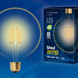 LED-G125-8W-GOLDEN-E27 GLV21GO Лампа светодиодная Vintage, Форма шар, золотистая колба