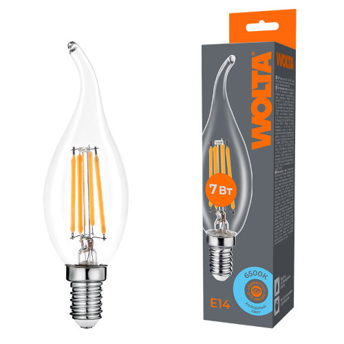 Светодиодная лампа WOLTA FILAMENT WF-CT35-7W6KE14 7Вт 6500K Е14 - фото 1.