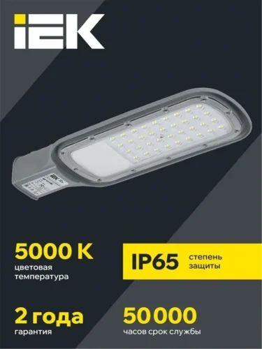 Светильник светодиодный ДКУ 1012-50Ш 5000К IP65 уличный консольный сер. IEK LDKU1-1012-050-5000-K03 - фото 2