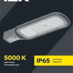 Светильник светодиодный ДКУ 1012-50Ш 5000К IP65 уличный консольный сер. IEK LDKU1-1012-050-5000-K03