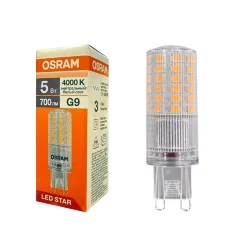 Лампа светодиодная 5W/4000K G9 220V | 700Lm d18x60 | - OSRAM