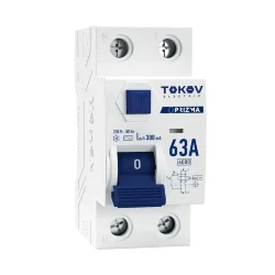 Выключатель дифференциального тока (УЗО) 2п (1P+N) 63А 300мА тип AC 6кА PRIZMA TOKOV ELECTRIC TKE-PZ60-RCDM-2-63-300-AC