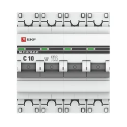 Выключатель автоматический модульный 4п C 10А 4.5кА ВА 47-63 PROxima EKF mcb4763-4-10C-pro