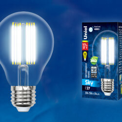 LED-A70-17W-4000K-E27-CL PLS02WH Лампа светодиодная, Форма A, прозрачная, Серия Sky, Белый свет 4000K.