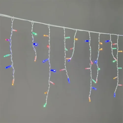 Гирлянда Бахрома 3,1 x 0,5 м Разноцветная 220В, 120 LED, Провод Белый Каучук, IP65. Фото 3.