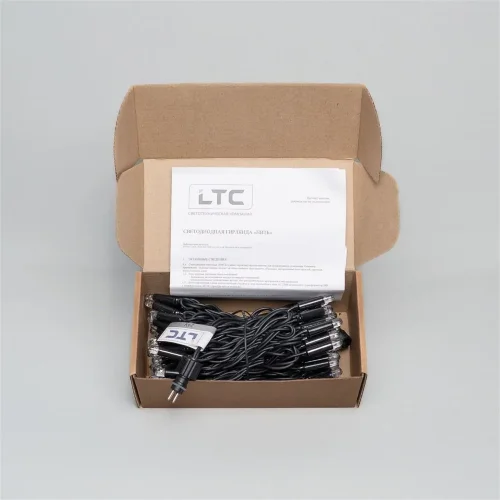 Гирлянда Нить 10м Тепло-Белая 24В, 100 LED, Провод Черный Каучук 2,3мм, IP65. Фото 7.