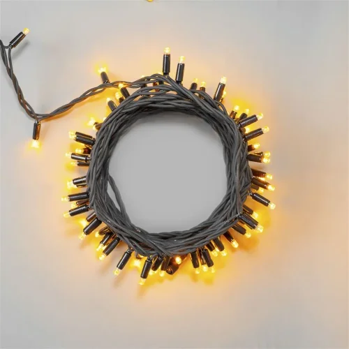 Гирлянда Нить 10м Желтая 220В, 100 LED, Провод Черный Каучук, IP65. Фото 1.