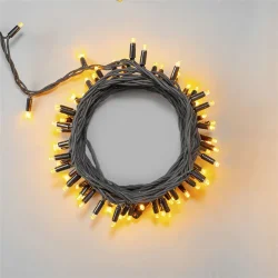 Гирлянда Нить 10м Желтая 220В, 100 LED, Провод Черный Каучук, IP65