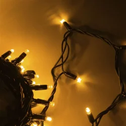 Гирлянда Нить 10м Желтая 220В, 100 LED, Провод Черный Каучук, IP65