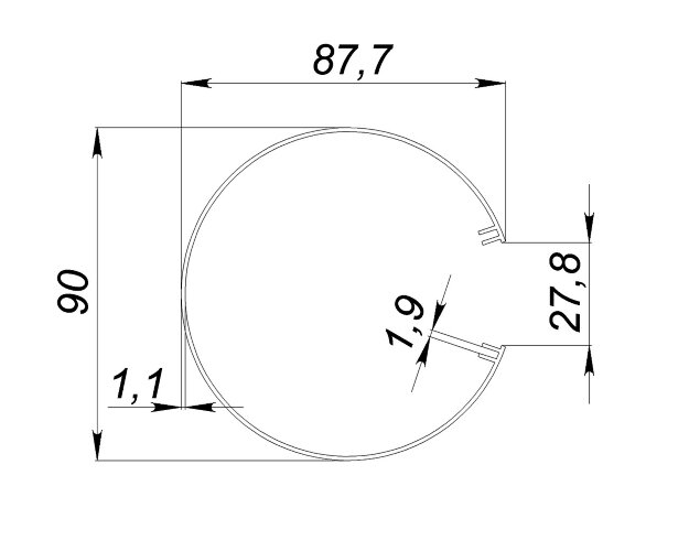Рассеиватель поликарбонатный для профиля трубчатый LC-LRM-BL90-2 чёрный - фото 2