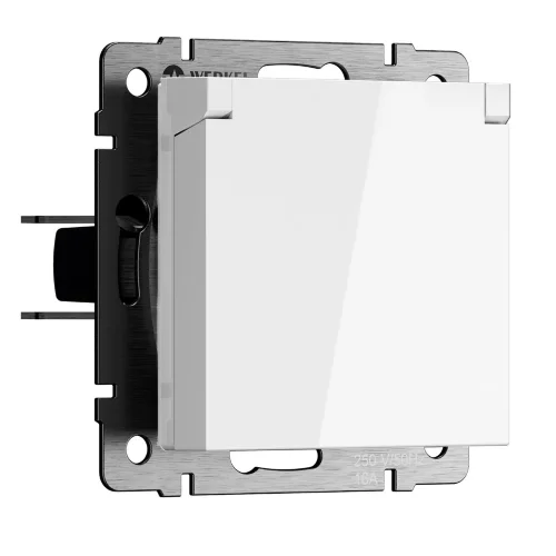 Розетка влагозащ. с зазем. с защит. крышкой и шторками N (белый) W1171201 - фото