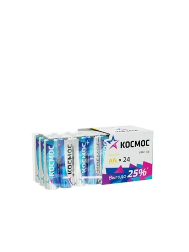Элемент питания алкалиновый AA/LR6 пластик. бокс (уп.24шт) КОСМОС KOCLR6_24BOX - фото