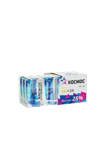 Элемент питания алкалиновый AA/LR6 пластик. бокс (уп.24шт) КОСМОС KOCLR6_24BOX - фото