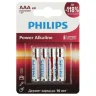 Элемент питания алкалиновый AAA/LR03 1.5В Power (блист. 4шт) Philips Б0062736 - фото