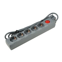 S-GSU5-3 GREY Cетевой фильтр серии Universal, 3м Пвс 3x0.75, 5 гнезд, с-з, 10А, Защита от перенапряжения, короткого замыкания.