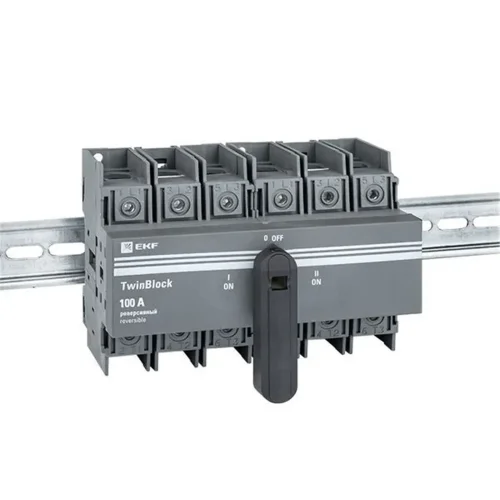 Рубильник 3п 100А реверсивный с рукояткой управления для прямой установки TwinBlock EKF tb-s-100-3p-rev - фото 2