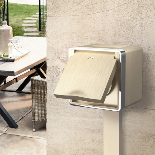 Розетка влагозащ. с зазем. с защит. крышкой и шторками Gallant шампань рифленый W5071210 - фото 2