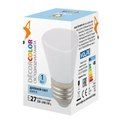 LED-D45-1W-6000K-E27-FR-С BELL Лампа декоративная светодиодная, Форма Колокольчик, матовая, Дневной свет 6000K, Картон.