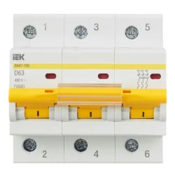 Выключатель автоматический модульный 3п D 63А 10кА ВА47-100 KARAT IEK MVA40-3-063-D