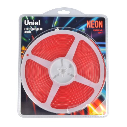 ULS-N01-2835-120LED-m-6mm-IP67-DC12V-9W-m-5M-RED Гибкая светодиодная лента, NEON, Катушка 5м, в блистере, Красный свет - фото 4