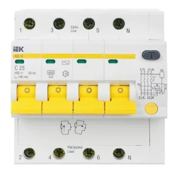 Выключатель автоматический дифференциального тока 4п C 25А 100мА тип AC 4.5кА АД-14 KARAT IEK MAD10-4-025-C-100