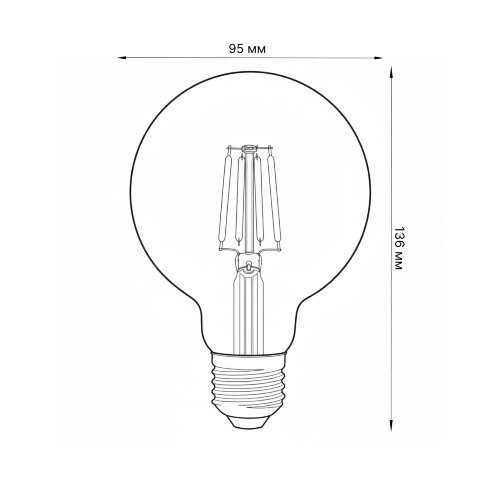LED-G95-6W-GOLDEN-E27 GLV21GO Лампа светодиодная Vintage, Форма шар, золотистая колба - фото 6