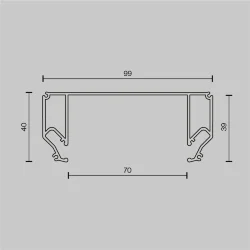 Алюминиевый профиль ниши скрытого монтажа в натяжной потолок 99x40 (Белый)