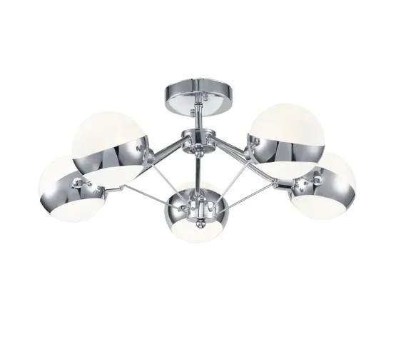 Серия светильников в современном стиле с футуристическими мотивами. Арматура из металла доступна в двух цветах: в черном и в цвете 'хром'. Плафоны сделаны из белого стекла. Небольшая высота светильников позволяет использовать их в помещениях с любой высот