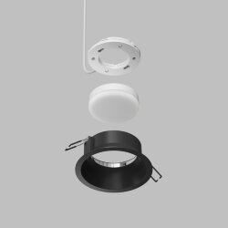 Встраиваемый светильник INER, до 15 Вт LED, GX53, IP20, алюминий, чёрный, Denkirs DK2155-BK