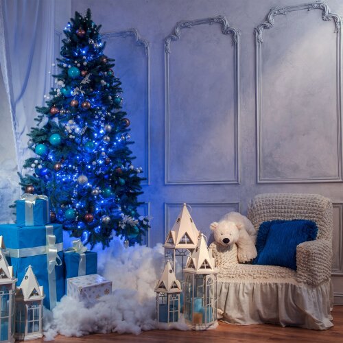 Праздничная гирлянда нить голубой 10м IP20 - фото 1