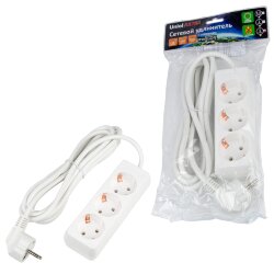 S-GCU3-3 WHITE Удлинитель серии Ultra, шнур 3м., 3 гнезда, 16A, с-з, Белый, TM Uniel