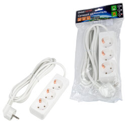 S-GCU3-3 WHITE Удлинитель серии Ultra, шнур 3м., 3 гнезда, 16A, с-з, Белый, TM Uniel