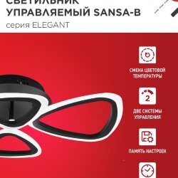 Люстра светодиодная ELEGANT SANSA-B 60Вт 230В 3000-6500K 4700Лм 600х400х75мм c пультом ДУ черный IN HOME