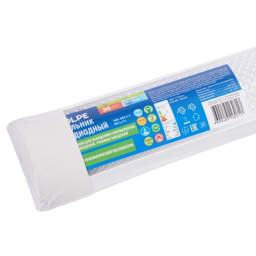 ULO-Q155 AL120-36W-4000K WHITE Светильник светодиодный накладной, Белый свет 4000K, Рассеиватель призма, Корпус белый - фото 1