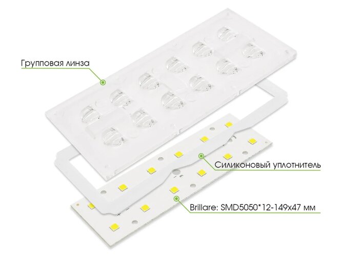 Светодиодный модуль Brillare: SMD 5050*12-149x47