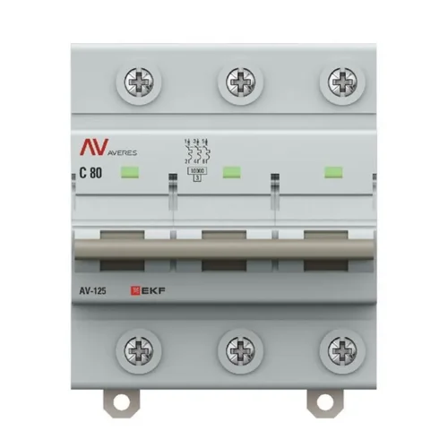 Выключатель автоматический 3п C 80А 10кА AV-125 AVERES EKF mcb125-3-80C-av - фото 2
