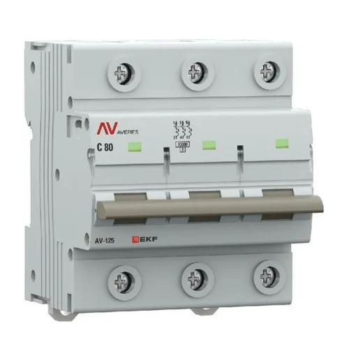 Выключатель автоматический 3п C 80А 10кА AV-125 AVERES EKF mcb125-3-80C-av - фото 3