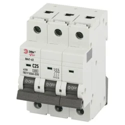 Выключатель автоматический 3п 25А C 6кА ВА47-63 PRO VA63-3P25C6 ЭРА Б0063170