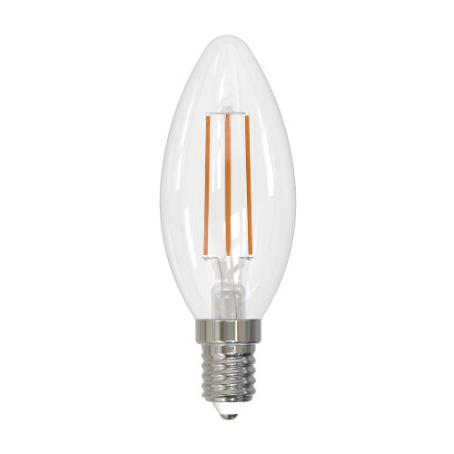 LED-C35-5W-4000K-E14-CL-SLF Лампа светодиодная, Форма свеча, прозрачная, Белый свет 4000K - фото 1