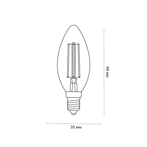LED-C35-5W-4000K-E14-CL-SLF Лампа светодиодная, Форма свеча, прозрачная, Белый свет 4000K - фото 3
