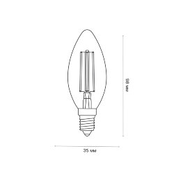 LED-C35-5W-4000K-E14-CL-SLF Лампа светодиодная, Форма свеча, прозрачная, Белый свет 4000K