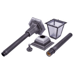 UUL-A01T 60W-E27 IP44 BLACK SILVER Светильник уличный, под лампу Е27, Архитектурный напольный, Корпус темно-серебристый, TM Uniel