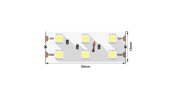 Светодиодная лента IP33 теплое белое свечение, DSG5120-24-WW-33. Фото 5