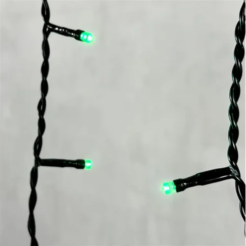 Гирлянда Бахрома 3,1 x 0,5 м Зеленая 220В, 150 LED, Провод Черный ПВХ, IP54. Фото 3.