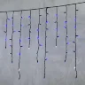Гирлянда Бахрома 3,2 x 0,9 м Синяя с Мерцанием Белого Диода 220В, 168 LED, Провод Черный Каучук, IP65. Фото 1.