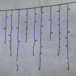 Гирлянда Бахрома 3,2 x 0,9 м Синяя с Мерцанием Белого Диода 220В, 168 LED, Провод Черный Каучук, IP65