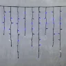 Гирлянда Бахрома 3,2 x 0,9 м Синяя с Мерцанием Белого Диода 220В, 168 LED, Провод Черный Каучук, IP65. Фото 6.