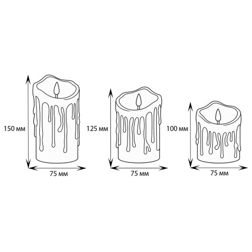 ULD-F056 WW RC CANDLE SET3 Фигура светодиодная Свеча на батарейках 2AA не в-к, в составе набора из 3 штук, Диммируемая, 1 светодиод, Теплый белый свет, Пульт ДУ в-к, TM Uniel - фото 8