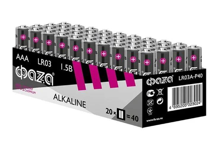 Элемент питания алкалиновый AAA/LR03 1.5В Alkaline Pack-40 (уп.40шт) ФАZА 5023024 - фото